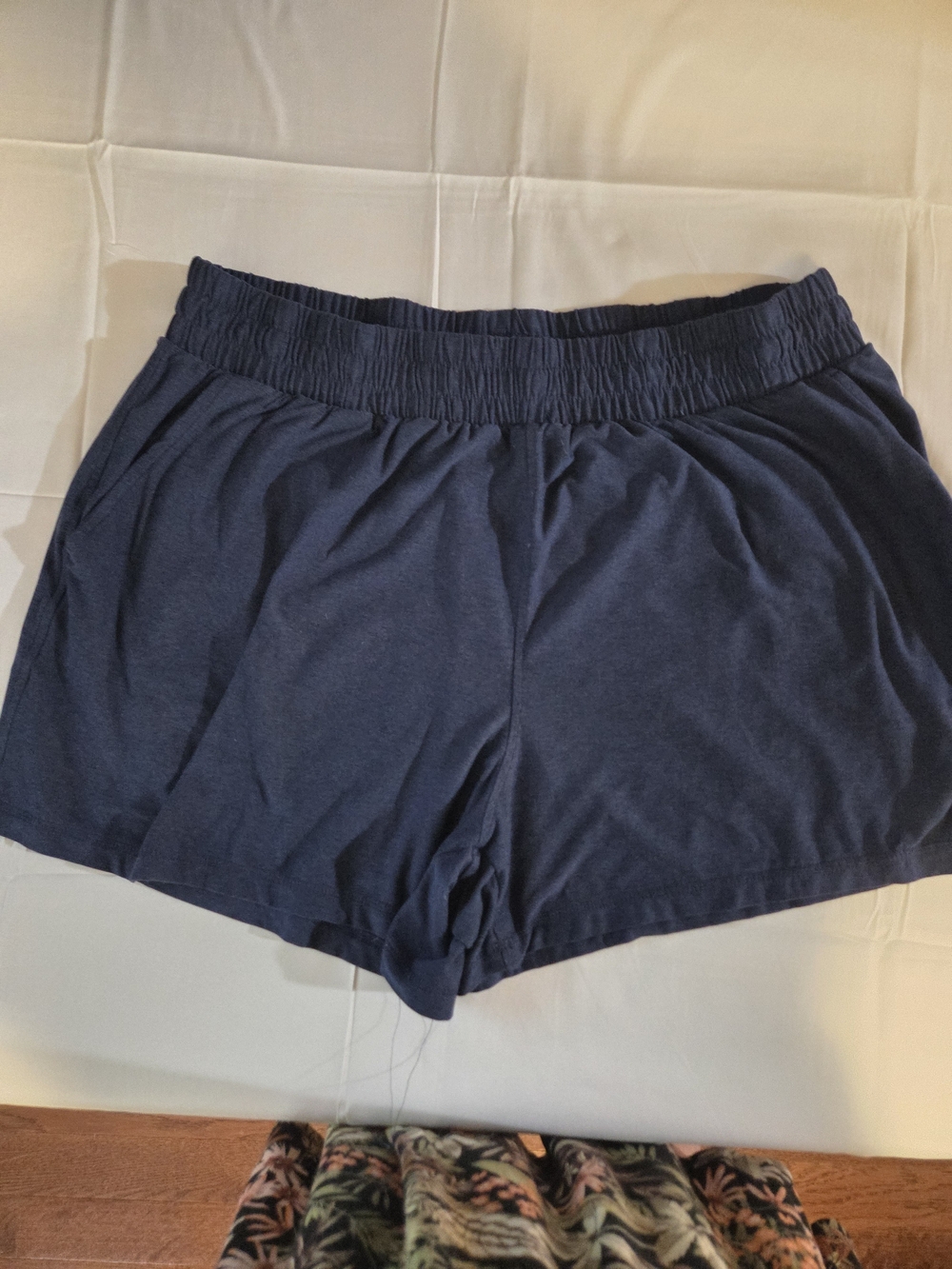 Women's Navy Elastic Waist Lounge Shorts